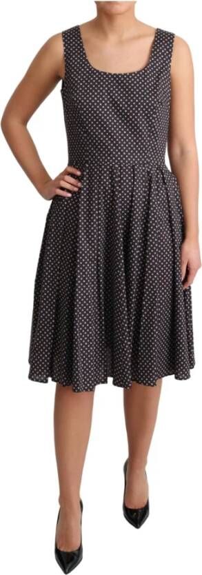 Dolce & Gabbana Floral Cotton A Line Stretch Dress , Zwart, Dames