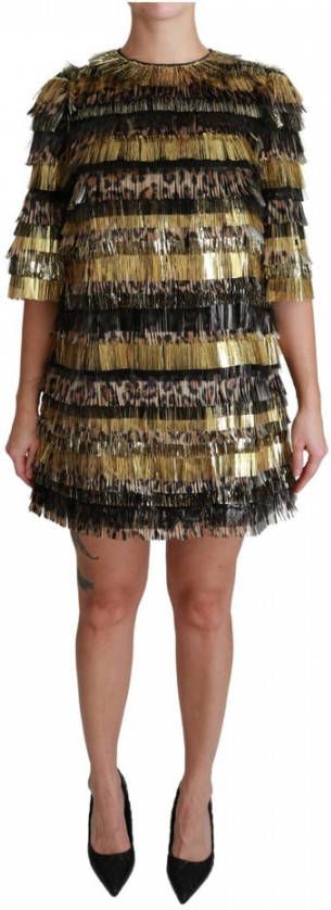 Dolce & Gabbana Leopard Shift Mini Dress , Zwart, Dames