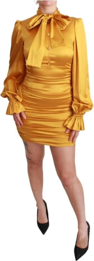 Dolce & Gabbana Schede bodycon mini jurk , Geel, Dames