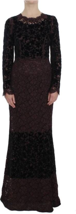 Dolce & Gabbana Purple Floral Lace Ricamo Maxi Dress , Paars, Dames