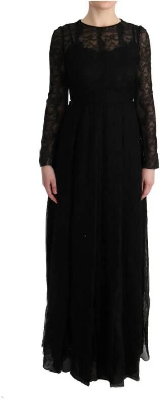 Dolce & Gabbana Bloeme kanten schede jurk , Zwart, Dames