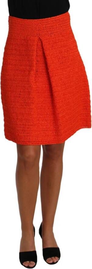 Dolce & Gabbana Gebreide Raffia A Line ROK , Oranje, Dames