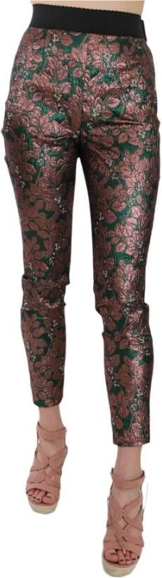 Dolce & Gabbana Iridescent Brocade Jacquard Trousers Crop Pants , Paars, Dames