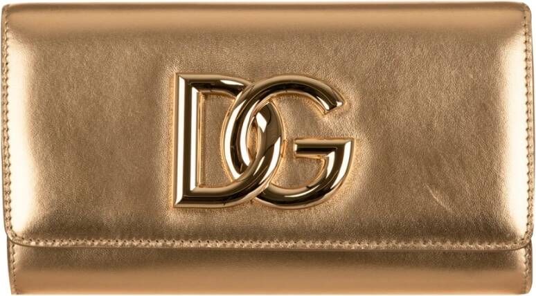 Dolce & Gabbana Metallic logo plaque crossbody tas , Geel, Dames