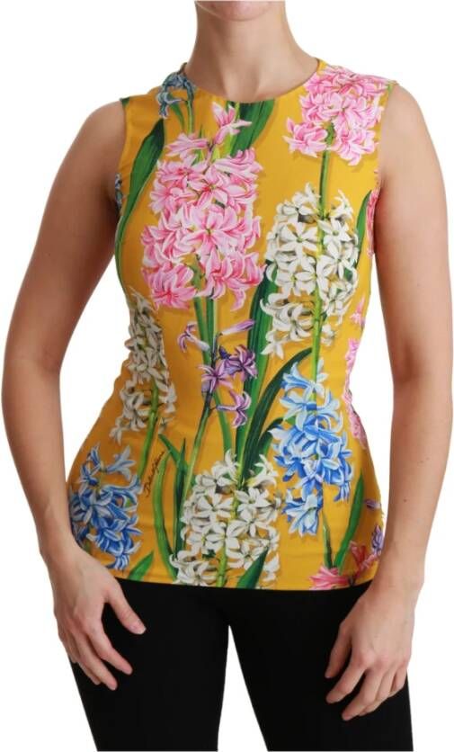 Dolce & Gabbana Bloemen stretch top , Geel, Dames