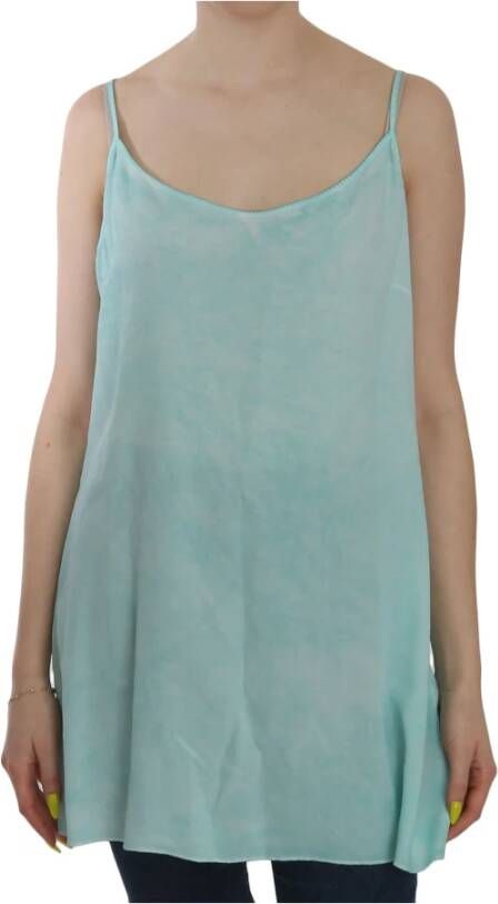 Ermanno Scervino Mouwloze spaghetti jurk blouse , Blauw, Dames