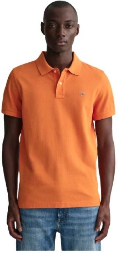 Gant Original Pique SS Rugger Pumpkin Orange Size L , Oranje, Heren