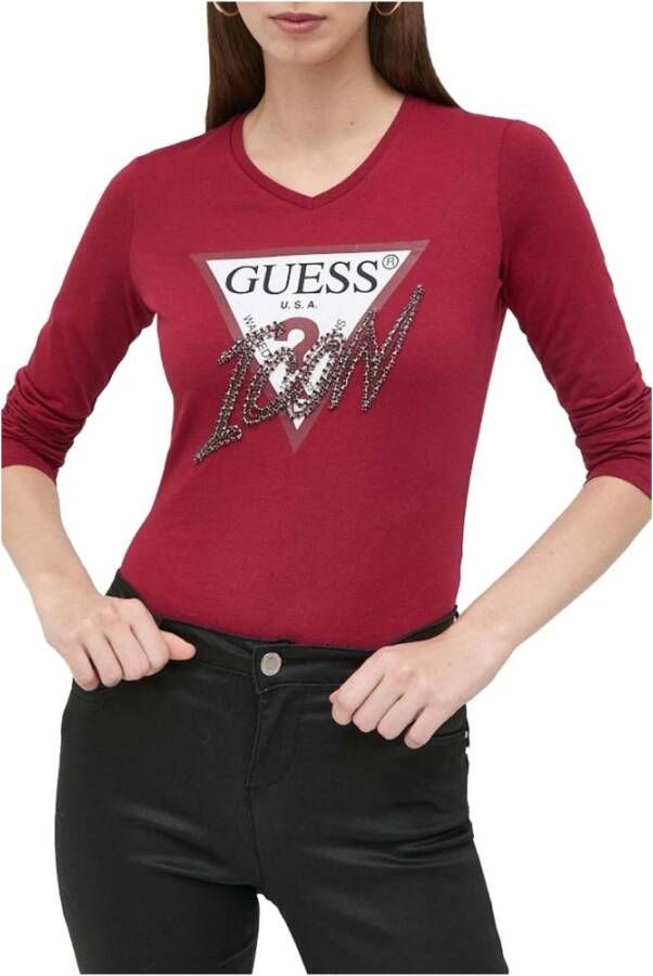 Guess Topje met lange mouwen , Rood, Dames