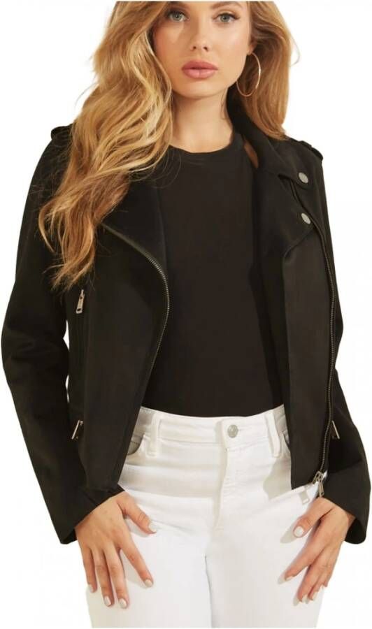 Guess Leren en Suède Jassen Zwart Dames