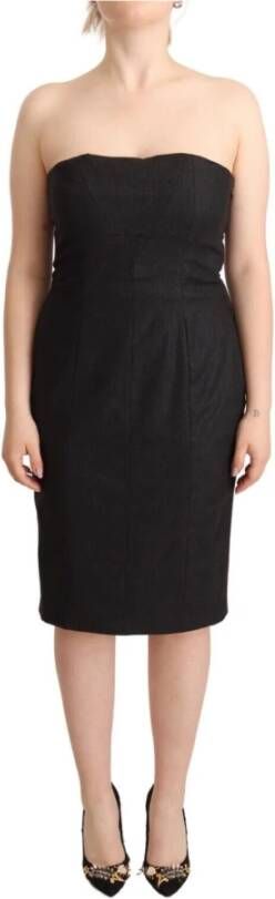 Just Cavalli Zwarte strapless bustier schede midi jurk , Zwart, Dames