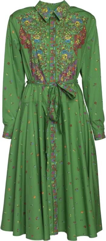 Kenzo Paisley Flower Shirt Dress , Groen, Dames