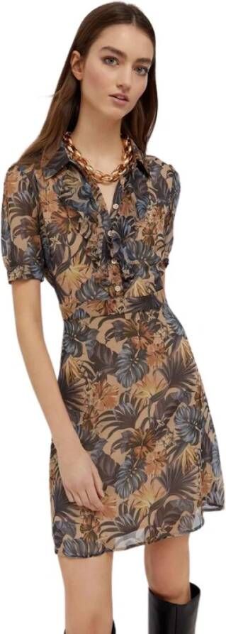 Liu Jo Printed Short Dress , Bruin, Dames
