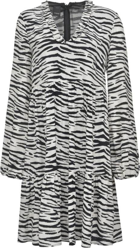 pinko Utopia 2 Bruine Dress St.zebra C/Logo , Zwart, Dames