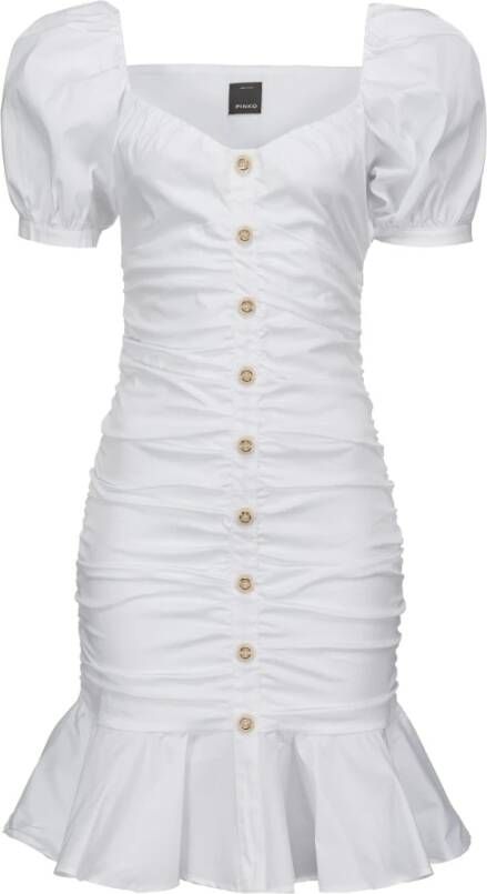 pinko Ferrara Abito Popeline Stretch , Wit, Dames