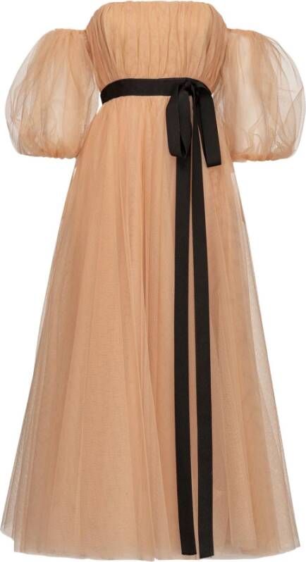 pinko Tulle Dress With Balloon Sleeves , Roze, Dames
