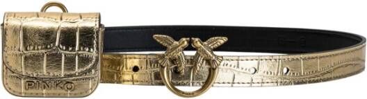 pinko Brevis H2 Belt Pelle St. Kokosnootlamina , Zwart, Dames
