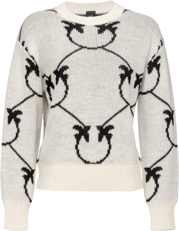 pinko Monogram Jacquard pullover , Beige, Dames