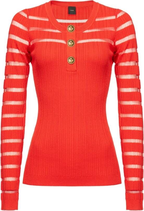 pinko Trui met transparante strepen , Oranje, Dames