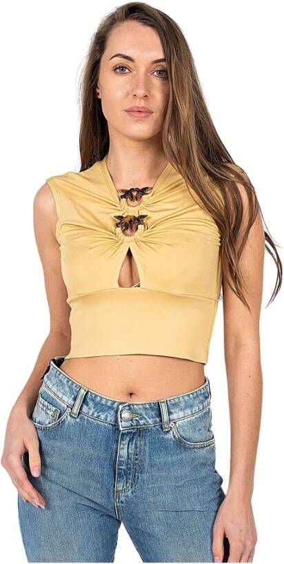 pinko Mouwloze tops , Geel, Dames