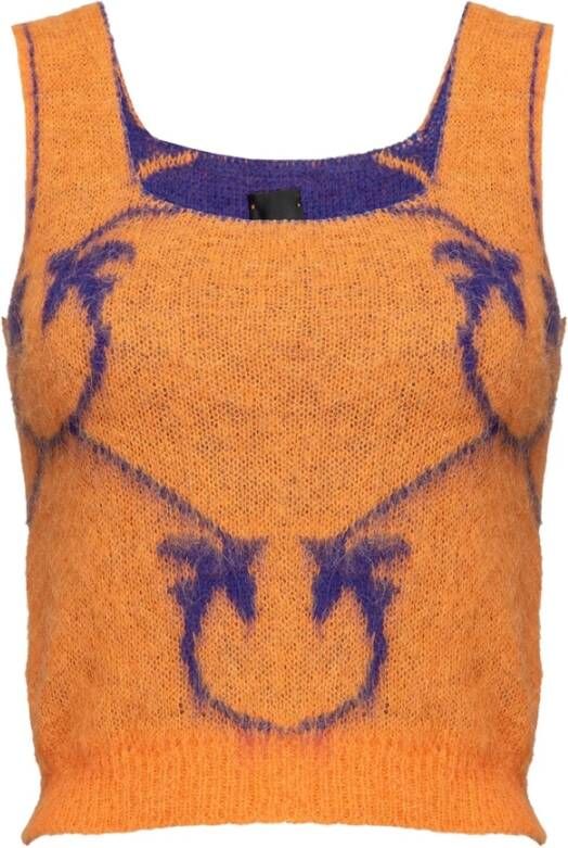 pinko Mouwloze tops , Oranje, Dames