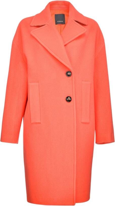 pinko Inning Cappotto Panno Effetto Casentino , Oranje, Dames