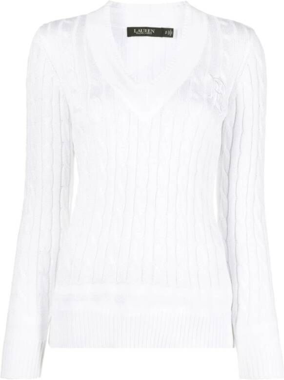 Ralph Lauren Gebreide kleding met V hals , Wit, Dames