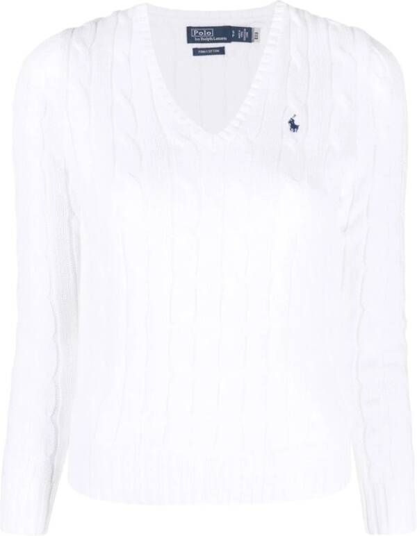 Ralph Lauren Gebreide kleding met V hals , Wit, Dames