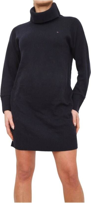Tommy Hilfiger Roll Neck Knit Dress , Blauw, Dames