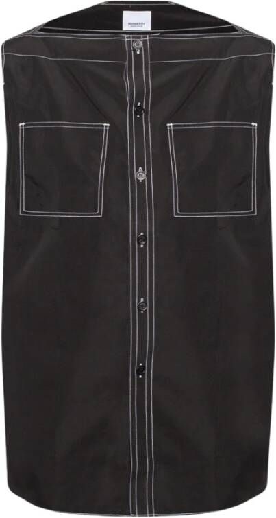 Burberry Bovenaanval mouwloos shirt , Zwart, Heren