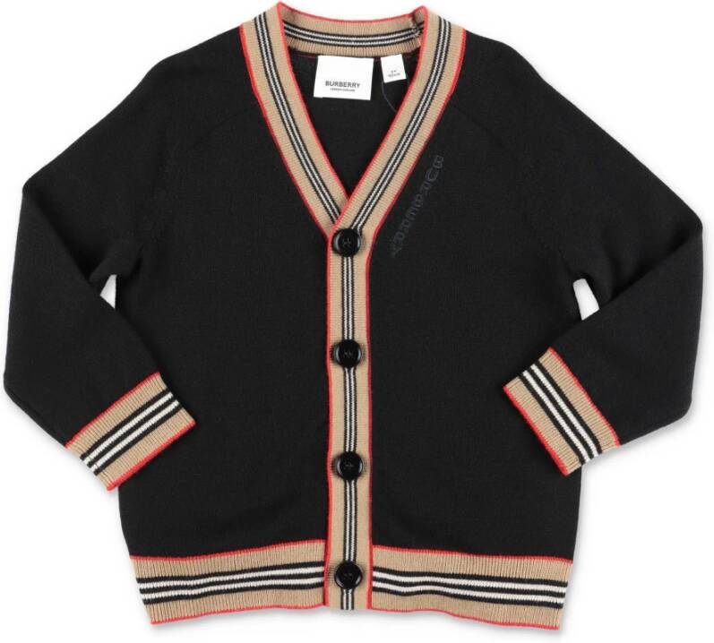 Burberry Zwart gebreide wollen Cardigan , Zwart, Unisex