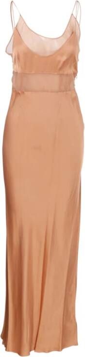 Calvin Klein Sheer Layered Strap Slip Dress , Beige, Dames