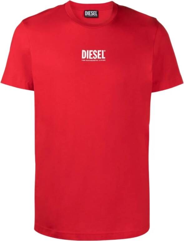 Diesel Logo T shirt , Rood, Heren
