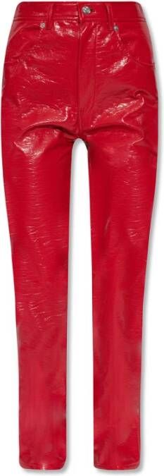 Diesel Leren Broeken Rood Dames