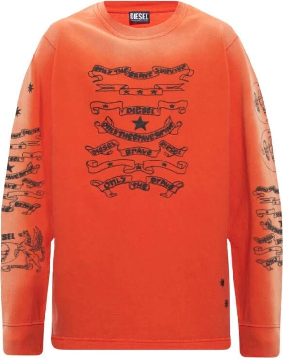 Diesel T Just LS E3 T shirt met lange mouwen , Oranje, Heren