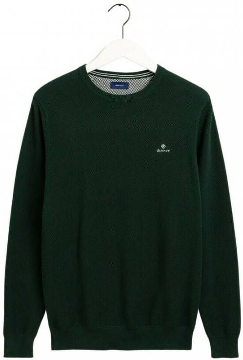 GANT Regular Fit Trui ronde halsdonkergroen, Effen