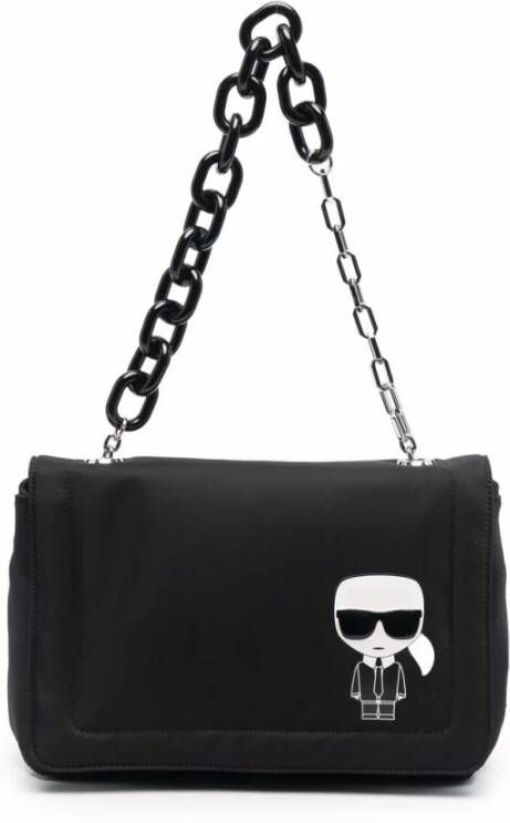 Karl Lagerfeld Ikonik nylon grote koppeling , Zwart, Dames