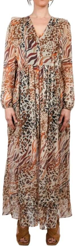 Liu Jo Lange jurk met dierenprint , Oranje, Dames