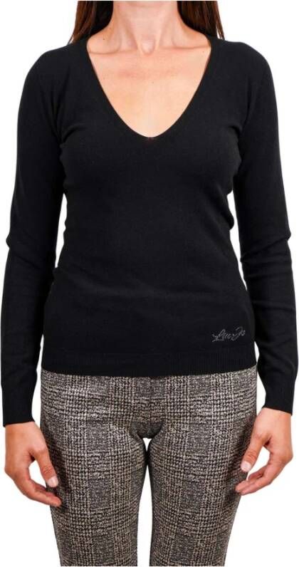 Liu Jo V hals gebreide kleding , Zwart, Dames