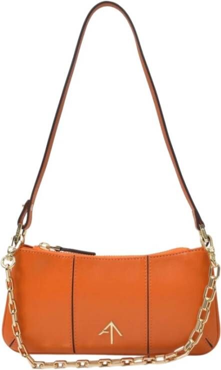 Manu Atelier Mini Pita Bag in Orange Leather , Oranje, Dames