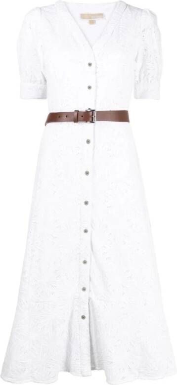 Michael Kors Palm Eyet Midi jurk , Wit, Dames