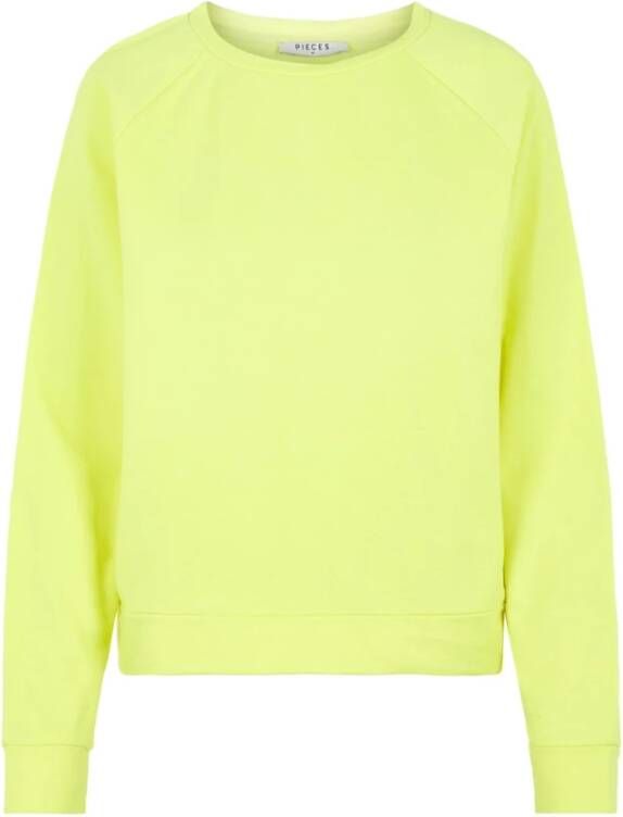 Pieces Sweatshirt ronde hals katoen , Geel, Dames