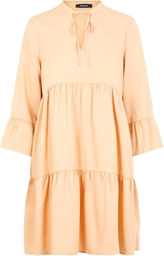 Pieces Waarom Abby 3/4 Lyocell jurk , Oranje, Dames