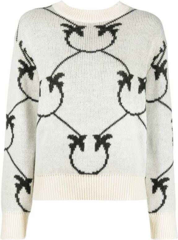 pinko Monogram Jacquard pullover , Beige, Dames
