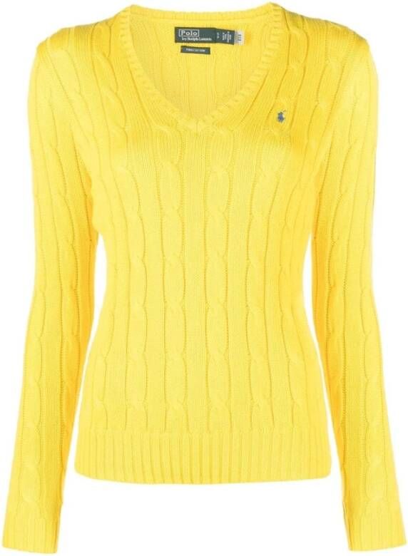 Ralph Lauren Gebreide kleding met V hals , Geel, Dames