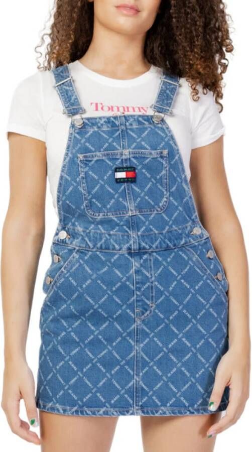Tommy Jeans Denim Dungaree Dress Dw0Dw13408 , Blauw, Dames