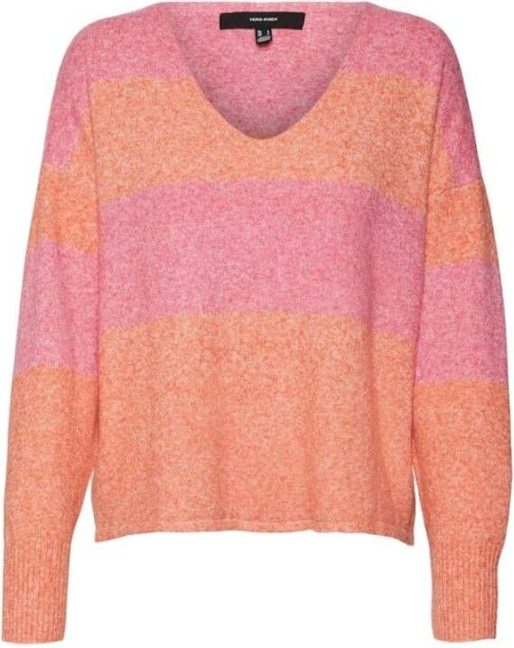 Vero Moda V hals gebreide kleding , Oranje, Dames