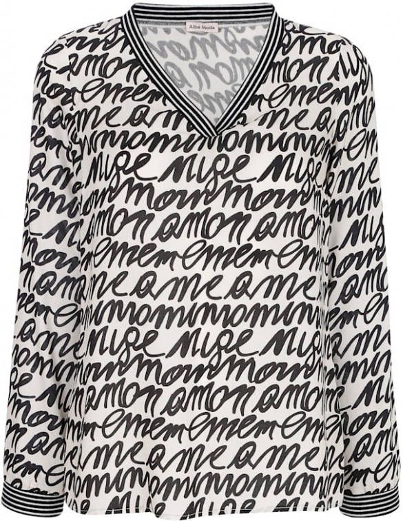 alba moda Blouse met boordjes Offwhite/Zwart