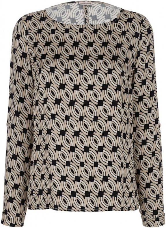 alba moda Blouse met grafisch dessin Taupe/Zwart/Steen