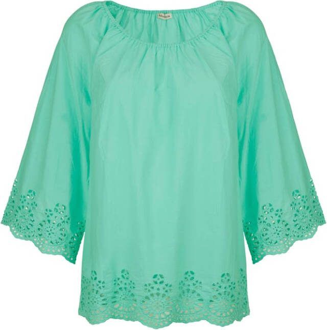 alba moda Blouse met zomers, opengewerkt kant Mintgroen