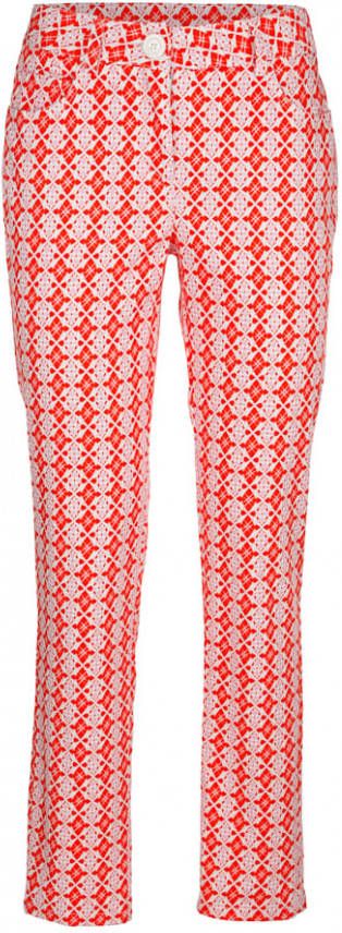 alba moda Broek met modieus dessin Oranje/Pink/Wit